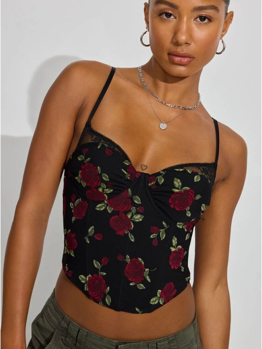 Garage Floral Roses Bustier Cami Corset Y2K Whimsigoth Dark Romance Punk Size XS